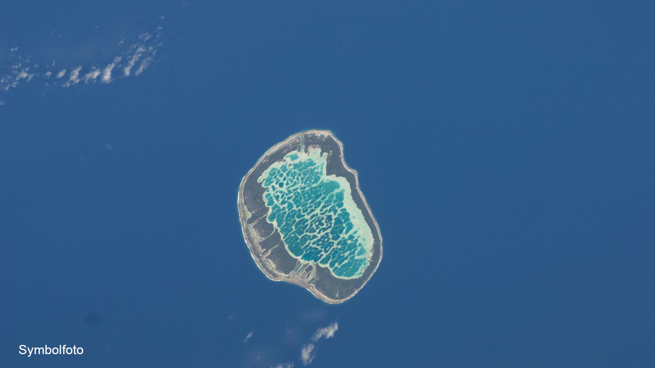 Mataiva-Atoll aufgenommen von der Internationalen Raumstation ISS.